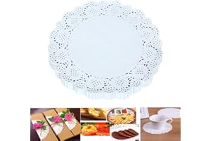 DE MARKT Demarkt Tortenspitze Tortenpapier Tortenserviette Spitzendeckchen Weiße Runde Papier Deckchen Spitze Deckchen Kuchen Verpackung für Party Hochzeit Dekorationen 16,5cm (100 Stück)