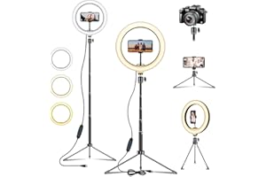 LED Ring Light, Deerfun Luce ad Anello Estendere 54.4 Pollici Treppiedi Luce per Selfie 3 Modalità di illuminazione con 10 Luminosità, per Trucco, Fotografia, Youtube e Video selfie