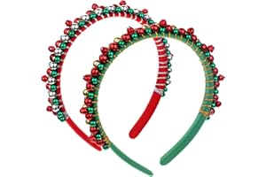 Jeffdad Świąteczne ozdoby na głowę, Boże Narodzenie, święta, czerwone zielone dzwonki, opaski na głowę dla kobiet, dorosłych, dzieci, artykuły świąteczne