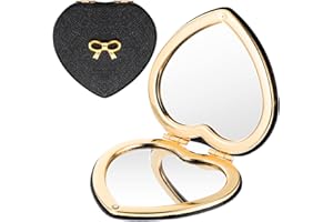 Mabor Małe lusterko kieszonkowe, składane lusterko kieszonkowe, ze skóry PU, 2-stronne lusterko do makijażu, 1 x / 2 x powiększenie, przenośne lusterko kieszonkowe dla kobiet, akcesoria podróżne