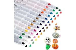 AKARUED 25 Acrylic Paint Pens: Water Based Kids Acrylic Pens for Rock Painting, Glass, Woodcraft, Plastic, Canvas, Ceramic, Stone, Pebble, Fabric, Pumpkins for Kids Adults DIY Crafts Paint Pens