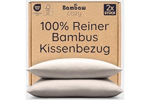 Bambaw Bambus Kissenbezug 40x80 cm, 2-er Pack, Bettwäsche kühlend Sommer, nachhaltige Bambus Bettwäsche, antibakterieller Kissenbezug Allergiker, haarfreundliche Kopfkissenbezug kühlend (Sand)