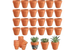 Valyrane Pack de 24 Macetas de Terracota de 5,5 cm con Agujero de Drenaje, Pequeñas Macetas Reutilizables para Suculentas, Cactus y Flores, Ideales para Manualidades en el Hogar y la Oficina