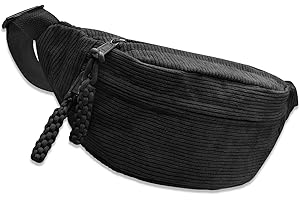 FENGQQKJ Bauchtasche Cord Damen Umhängetasche Cords mit Schultergurt Einstellbar Modische Cord-Hüfttasche Schwarz Freizeit Sport Hüfttaschen Crossbody Bag Unisex für Damen, Herren