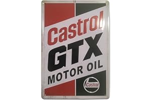 BOEMY Chapa Vintage de Coches/Motos | Placa metálica Decorativa Retro [ Aceite Castrol ] | Ideal para Pared de Salón, Bar, Taller, Garaje | Tamaño 20x30.