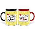 WHATS YOUR KICK Mama and Mami Inspired Black & Red Inner Colour Set of 2 Coffee Mug- Mamu, Mami, Best Quotes, Happy Birthday, Relation, Best Couple Quotes, Unique Gifts (Mama & Mami)