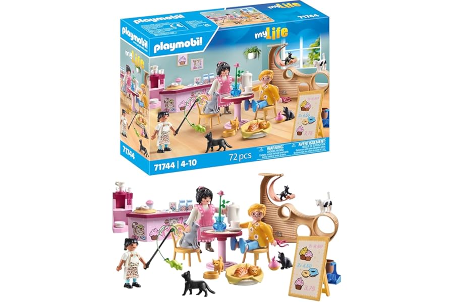 Playmobil | My Life | Cat Café | Cat Toy for Kids | Animal Figures Set | Toy for Children Aged 4 and Over | 71744