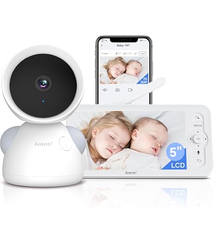 Baby Monitor Video E Audio DEATTI - Schermo 5", Rilevamento Movimento E Pianto, App, Visione Notturna, Batteria 3000 MAh