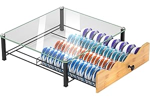 HFHOME Tassimo - 64 cápsulas de café T-Disc para Bosch Tassimo y cajón de almacenamiento, diseño antivibración (vidrio templado)