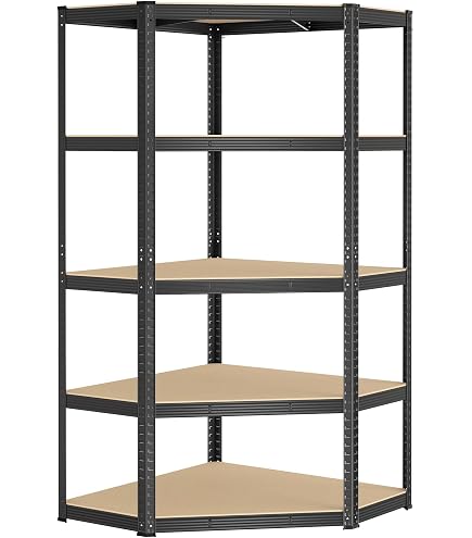 Étagère D'Angle + 2 Étagères Lourdes PROREGAL – Charge 175kg + 265kg, Noir, Pour Garage, Atelier