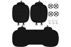 MAPILLE 3 Stück Autositzauflage für vorder rückbank, Leinen atmungsaktiv Universal Sitzauflagen rutschfest Auto vorder rückbank sitzschoner, Verschleiß Kratzfest und Flexibel Sitzauflage Auto, schwarz