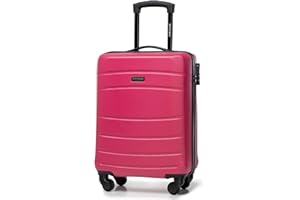 WITTCHEN Handgepäck Trolley Koffer Kabinentasche Kabinenkoffer Handgepäck Reisekoffer aus ABS Hartschalen Trolley 4 Rollen Kombinationsschloss Rosa