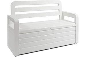 Toomax cassapanca Foreverspring con Seduta per 2 persone da 270 litri, in plastica, effetto Legno, colore bianco, dimensioni cm132.5x58x89h