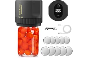 MIFXIN Sigillatrice sottovuoto elettrica per barattoli di vetro, sigillatrice sottovuoto per bocca larga e bocca regolare, ricarica di tipo C e display a LED, uso per conservare sottovuoto alimenti e