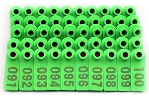 Farm & Ranch Etiquetas de Oreja de Oveja Etiquetas de Oreja de Ganado de plástico Verde para Cabra Cordero con número 001-100