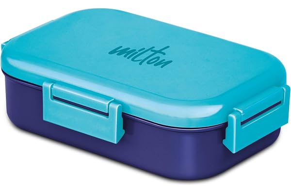 MILTON Senior Flatmate Tiffin Box Steel Kids Lunch Box, Inner Stainless Steel Insulated Containers with Clip Lock Lid, 700ml, Airtight Leakproof Kids Lunch Box, for School, Picnic, Blue