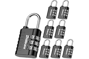 Brillirare 8 Pack Combination Lock, 3-Digit Waterproof Keyless Padlock, Zinc Alloy Outdoor Resettable Travel Luggage Locks for Backpack, Gym Locker, Hasp, Fence, Gate, Case, Toolbox-Black