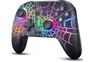 ZRZLMVP Switch Controller - Wireless Switch Pro Controllers Compatible with Switch/OLED/Lite, 1000mAh Rechargeable Switch Gaming Controllers with 9 Colors LED, Turbo, Vibration, Wake Up