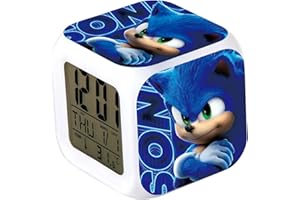 R-timer Sonic - Sveglia digitale per bambini, con display a LED, orologio da scrivania con 8 suonerie, orologio per comodino, per bambini e adolescenti (Sonic Holding Arms)