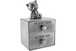 Mogokoyo Silver Tooth Box, Baby My First Tooth and Curl Keepsake Box Set, Kids Teeth Fairy Organiser for Boy or Girl