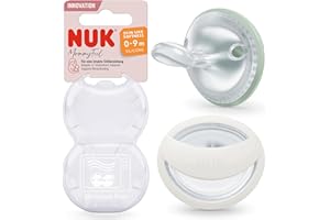 NUK MommyFeel Babyschnuller | 0−9 Monate | stillfreundliche Sauger | BPA-freies Silikon | Mint & Off White | 2 Stück