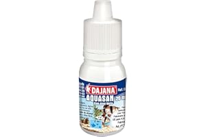 ICA Dajana Acondicionador Aquasan con Aloe Vera, Anticloro Instantáneo Que Elimina Cloro, Cloraminas y Metales Pesados, Efecto Calmante y Protector de Mucosas para Peces, 20ml