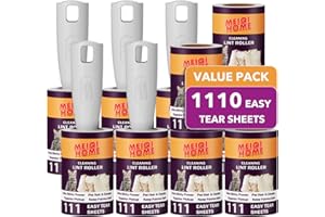 MEIQIHOME Lint Rollers for Pet Hair Extra Sticky, 1110 Sheets Mega Value Set Lint Roller with 5 Upgraded Handles, 10 Rollers Portable Pet Lint Roller for Clothes, Furniture, Carpet, Dog & Cat Hair Removal