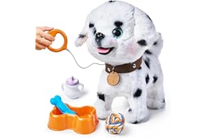 OR OR TU Chien Jouet Enfant Peluche Chien Interactifs, Jouet Chien Qui Marche et aboie en Laisse, Chien Robot Animaux Interactifs Jouet pour Enfants 3 4 5 6+ Ans Filles Garçons Cadeau