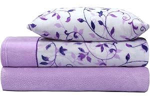 PAULA HOME TEXTIL HOGAR Y DECORACION Paula Home Juego Sábanas CORALINA, Térmica para Invierno 3 Pcs 240Gr/M². Incluye Encimera, Bajera Ajustable y Funda Almohada. (Azul Malva 135x190/200+30cm para Cama 135)