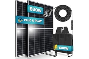 VENDOMNIA Balkonkraftwerk 830/600W, BENY 600W Micro-Wechselrichter, 2x415W Solarmodule, 5m Anschlusskabel, Photovoltaikanlage, Mini-PV Anlage genehmigungsfrei, Solaranlage, Solarpanel, Inverter, Balkon