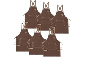GENIXART Men's Apron with Pockets -Canvas Apron for Bartender, Barista -Cotton Work Aprons for Garden BBQ, Workshop, Restaurant Server