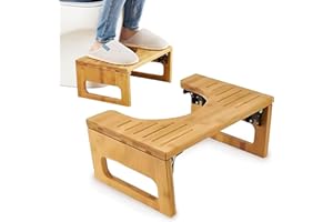 ‎KINGBAR Klappbar Toilettenhocker Aus Bambus, WC Hocker Für Erwachsene, Rutschfester Squatty Potty Hocker, Klohocker Für Entlasten Sie Den Darm Und Lindern Sie Verstopfung Und Blähungen, A