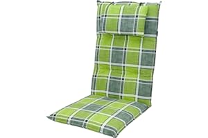 ‎DOPPLER Doppler 8 cm Luxus Hochlehner Auflage mit Kopfkissen 5911", grün kariert