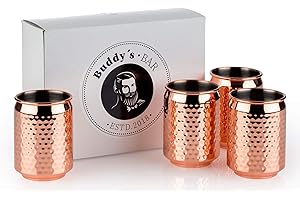 Buddy´s Bar - 4 Cocktail Becher, Ø 7,5 cm, H: 10,5 cm, 350 ml, hochwertiger Edelstahl-Becher, inkl. Geschenkbox, 4er Set, Kupferoptik