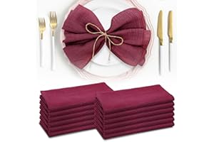 ‎RANJIMA RANJIMA 12 Stück Stoffservietten Weihnachten Rot, 42x42cm Baumwolle Servietten Stoff, Waschbare Tischservietten Baumwollstoffservietten für Familienfeiern, Hochzeiten, Geburtstage, Küche Party