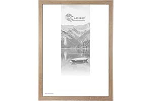 Clamaro 'Collage' Marco de Fotos 35x50 Hecho a Mano | Roble Sonoma | Moderno Marco para Cuadros de Tablero MDF con Cristal de Vidrio acrílico, Placa Trasera y Colgador (Horizontal y Vertical)
