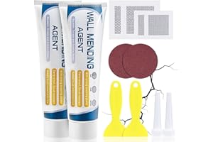 CEBOIC Wall Filler Repair Kit, Quick Drying Wall Repair Paste, Wall Repair Cream, White Wall Mending Agent with Drywall Patch, Sandpaper, Scraper, Nozzle Extender for Wall Cracks, Holes, Graffiti, Peeling