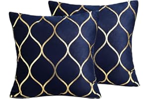 Hanrunsi Cushions Covers 50 x 50 cm, Navy Blue Velvet Decorative Pillows Covers Pack of 2 Soft Throw Pillow Case for Modern Homes Couch Sofa Bedroom Living Room Car 20 X 20 inch
