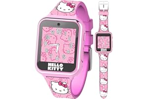 Accutime Hello Kitty Kids Smartwatch - Interactive Touchscreen with 10 Watch Faces, Camera, Games, Alarm, Step Tracker & More - Fun Gift for Girls with Pink Silicone Strap - Fits Wrists 5.5'' to 8.0"