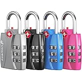 TSA Luggage Locks TSA Approved Combination Locks - 4 Pack Black Luggage Locks For Travel TSA Combination Locks