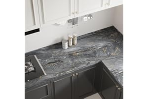 VaryFloral Carta da Parati Effetto Marmo Opaco 30cmx300cm Carta da Parati Adesiva Marmo Pellicola Adesiva per Mobili Addensato Adesivo per Mobili Scuro Grigio Adesivi Decorativi per Cassetto