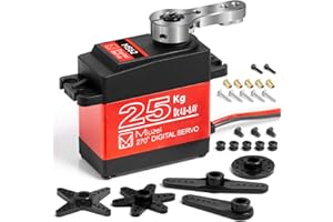 Miuzei Servomoteur 25 Kg 270° 8.4 V Servo Rc 1/10 1/8 pour Arduino Servo Moteur Numérique Waterproof Digital Servo Standard Engrenage Métallique Étanche avec Corne 25T