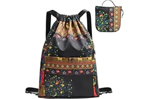 Yeria Sac de Sport à Cordon Grand, Sac à dos de sport de voyage de séparation sec-humide pliable de grande capacité de cordon, sac à dos imperméable pliable de cordon de serrage