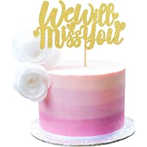 Gyufise Topper Per Torta We Will Miss You - Scritta Oro Rosa Glitterata Per Addio Al Lavoro, Pensionamento, Laurea, Feste (14,8x16cm) - 4