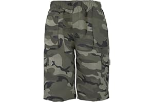 RageIT LOTMART Kids Plain & Camouflage Multipocket Shorts Boys Army Print Cargo Combat