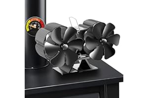 Xmasneed Log Burner Fan, Double Blade Stove Fan, Silent Operation Fan for Wood Burning Stove, Woodburner Fan for Wood/Log Burners/Fireplace Fan/Increased Efficient for Large Room Heat Distribution