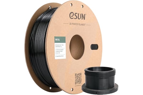 eSUN PETG Filament 1.75mm, Imprimante 3D Filament PETG, Précision Dimensionnelle +/- 0.05mm, 1KG Bobine (2.2 LBS) Filament d'impression 3D pour Imprimante 3D, Noir Solide