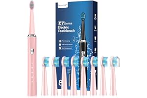COULAX PRO Sonic Electric Toothbrush for Adults and Kids - Rechargeable Sonic Toothbrush with 8 Brush Heads, 120 Days of Use with 3-Hour Fast Charge, 5 Modes with 2 Minutes Built in Smart Timer, Gift for Family