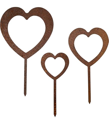 Jeu De 6 Piquets De Jardin, Fleurons Rouillés, Décoration