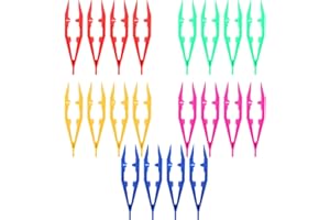 MBAIYO 20 Stück Bügelperlen Pinzette, Mehrfarbig Pinzette Leichte Kunststoff Werkzeug 10 cm Multifunktional Perlenpinzette für Basteln von Perlen Elektronik Familien Handwer DIY Puzzle Zubehör
